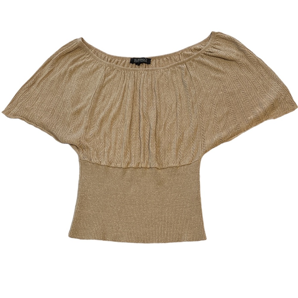Gold light knitted short sleeve top by Buffalo David Bitton size large